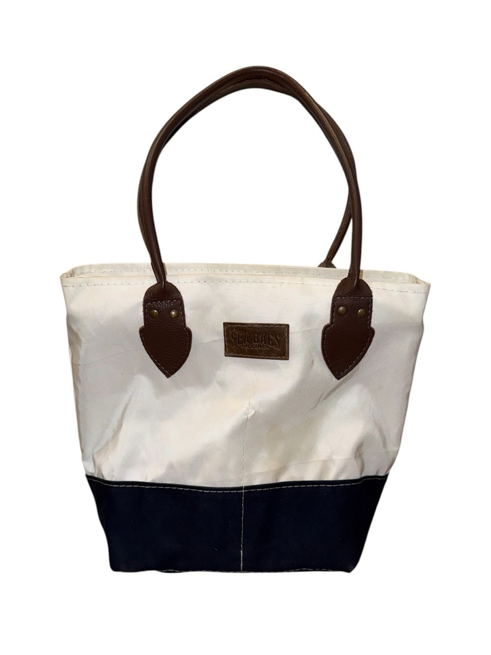 Sea Bags Maine Med Shoulder Tote Bag Zip Top Leather Handles Zip Top Beach Lake